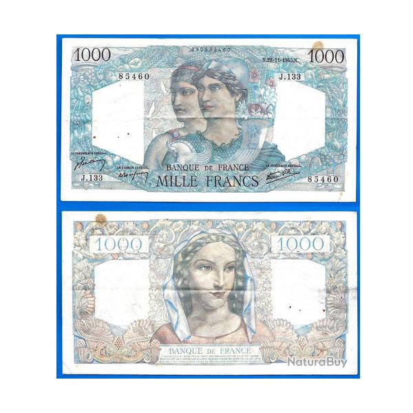 France 1000 Francs 1945 Minerve & Hercule Grand Billet Frcs Frs Frc