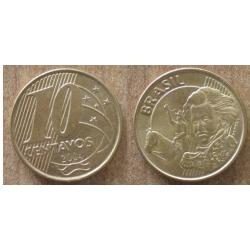Bresil 10 Centavos 2004 Piece Reals Cruzeiros Centavo Amerique Sud Cruzados
