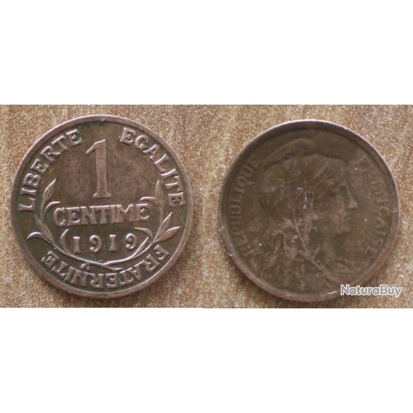 France 1 Centime 1919 Dupuis Pi�ce Centimes anciens Francs Franc