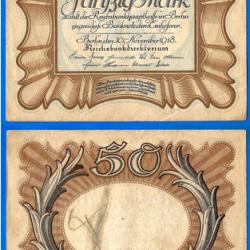 Allemagne 50 Mark 1918 Reichsbanknote Billet Marks Germany