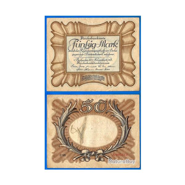 Allemagne 50 Mark 1918 Reichsbanknote Billet Marks Germany