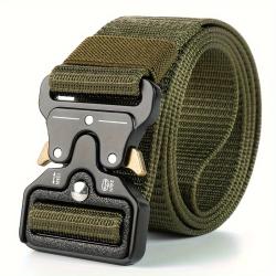 Ceinture Tactique Unisexe Verte R&eacute;glable Boucle S&eacute;curit&eacute; Plastique Randonn&eacute;e Camping