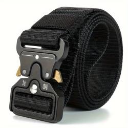 Ceinture Tactique Unisexe Noire R&eacute;glable Boucle S&eacute;curit&eacute; Plastique Randonn&eacute;e Camping