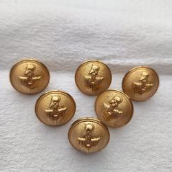 Lot de 6 boutons pour veste militaire du g&eacute;nie diam&egrave;tre 21 mm dor&eacute;s