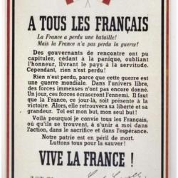 PLAQUE METAL APPEL DU 18 JUIN/CHARLES DE GAULLE