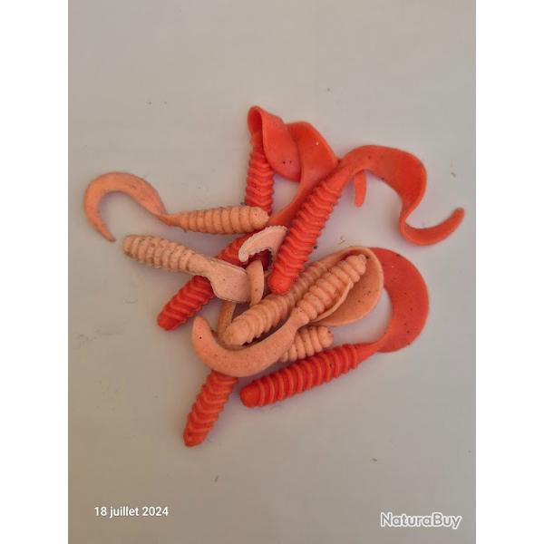 Sachet de 10 Leurres rose clair et rouge pale, souples