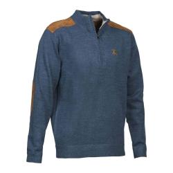 Prix de d&eacute;part &agrave; 1� !! Pull Fox col zipp&eacute; Ligne Verney-Carron Hunt Bleu Marine Taille M