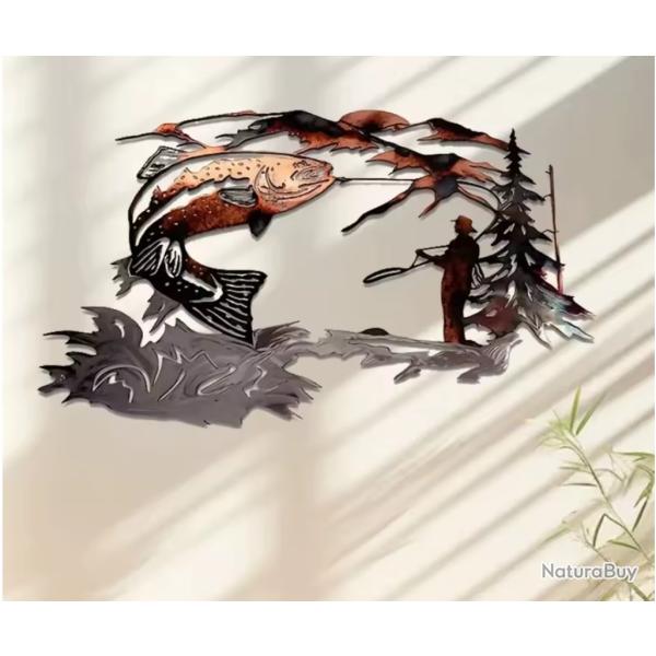 D�cor Mural en M�tal P�che � la Truite ENCHERE 1 EURO