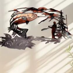 D&eacute;cor Mural en M&eacute;tal P&ecirc;che &agrave; la Truite