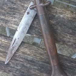 ANCIEN COUTEAU PLIANT TYPE CHATELLERAULT MANCHE CORNE D&Eacute;BUT XXEME SIECLE