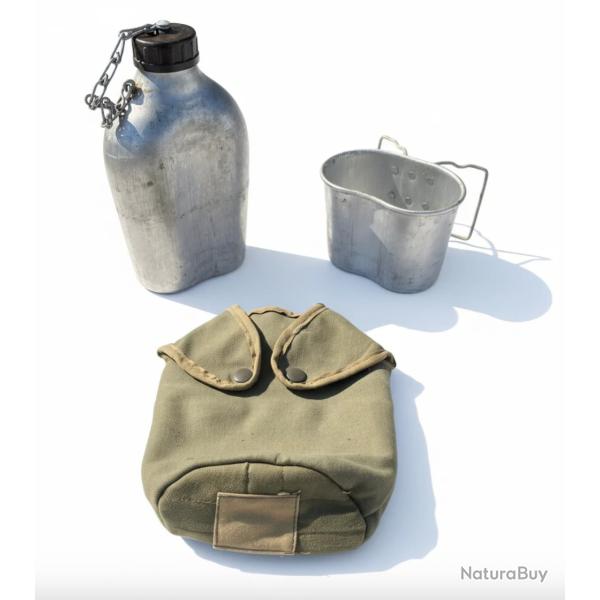 Gourde Arm�e Fran�aise en alu mod�le 52 avec quart