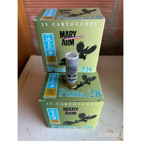 Cartouches MARY ARM puma 28 cal. 16/67 7 1/2