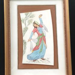 ancienne peinture Perse sur os
