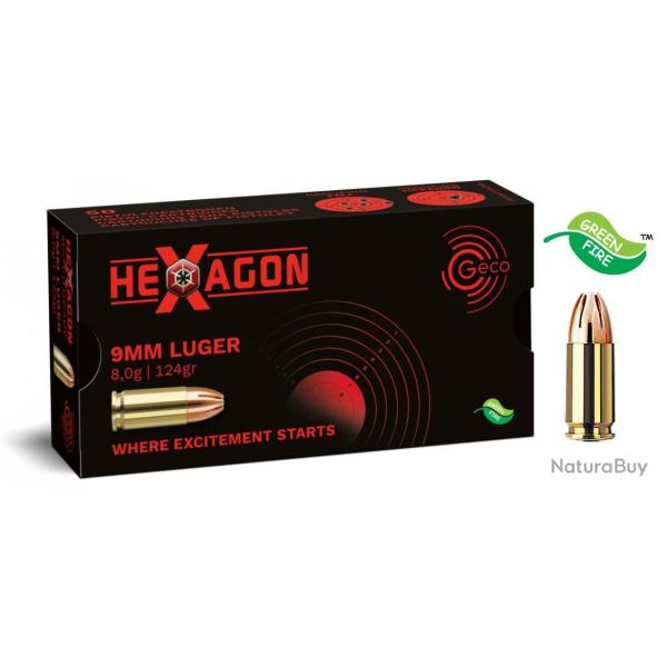 Munitions GECO cal.9mm PARA HEXAGON  124 Gr x 1000