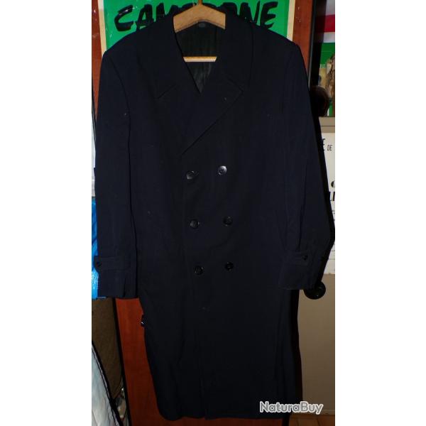 ARMEE DE L'AIR : MANTEAU EN LAINE BLEU MARINE AVEC CEINTURE  ,TAILLE MILITAIRE 100 SOIT EN CIVIL TAI