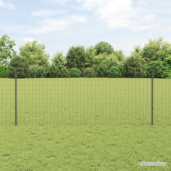 Cl�ture avec poteau Gris 1 x 10 m Acier