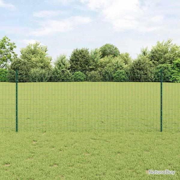 Cl�ture avec poteau Vert 1 x 10 m Acier et PVC