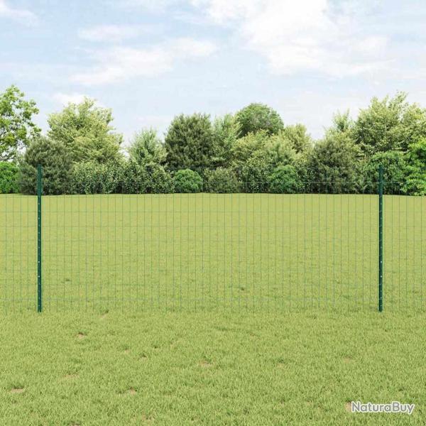 Cl�ture avec poteau Vert 1 x 10 m Acier et PVC