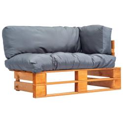 Canap&eacute; palette de jardin avec coussins gris bois de pin