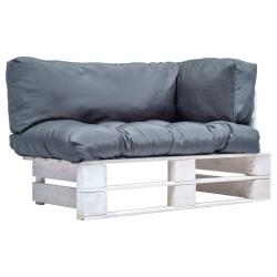 Canap&eacute; de jardin palette avec coussins gris pin&egrave;de
