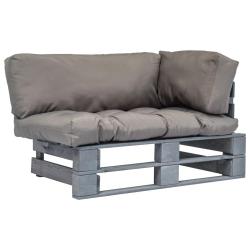 Canap&eacute; de jardin palette avec coussins gris Pin&egrave;de