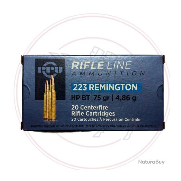 Cartouches PPU HPBT - Cal: 223 Rem - 75Grs (4.68 gr) - Boite de 20