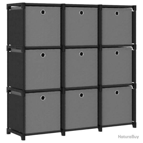 �tag�re � 9 cubes avec bo�tes Noir 103x30x107,5 cm Tissu