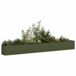 Jardini&egrave;re vert olive 360x40x40 cm acier lamin&eacute; &agrave; froid