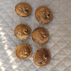 6 boutons de tenues militaires Gendarmerie pour manteau caban diam&egrave;tre 25 mm
