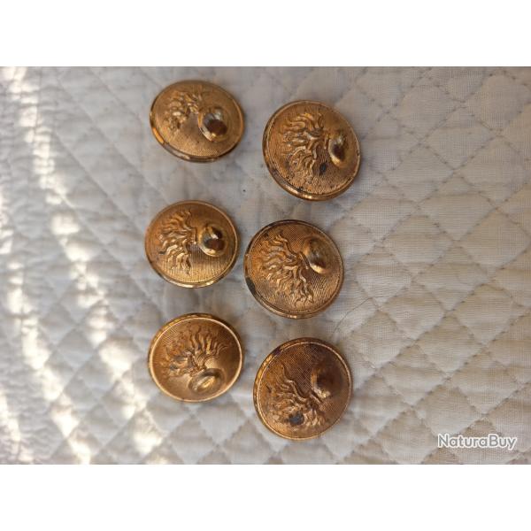 6 boutons de tenues militaires Gendarmerie pour manteau caban diam�tre 25 mm