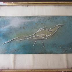 Peinture &eacute;maill&eacute;e sur t&ocirc;le J.G Tournier 1970-1980