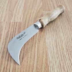 Couteau Serpette Ontario Lame Courbe Acier Inoxydable Satin Manche Bois Brun