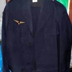 ARMEE DE L'AIR : UNIFORME VESTE + PANTALON , TISSU PILOTE , VESTE TAILLE 104 SOIT L ET PANTALON TAIL