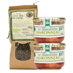 Jambonneau aux lentilles maison bio - 2 verrines de jambonneau 190g + 1 sachet de lentille 500g