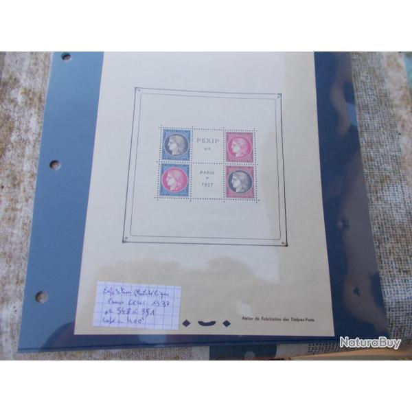 lot de 4 timbres PEXIP,exposition philat�lique de PARIS,;cer�s 1937,n�348 a 351 ,dent�l�s,