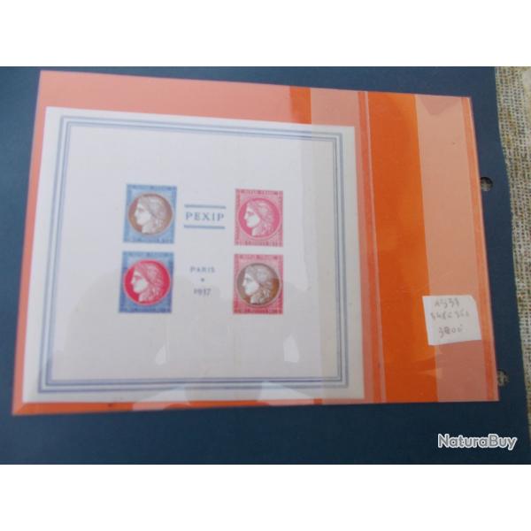 lot de 4 timbres PEXIP,exposition philat�lique de PARIS,;cer�s 1937,n�348 a 351 , non dentel�s!
