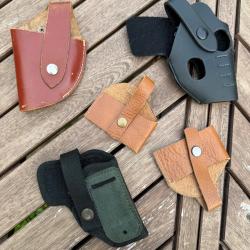 1� sans r&eacute;serve ! Lot &eacute;tui/holsters divers cuir et nylon