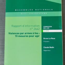 Rapport d'information n&deg;2642 - Violences par armes &agrave; feu : 15 mesures pour agir (Assembl&eacute;e nat.)