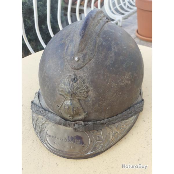 Tres beau Casque Adrian ww1 officier d'infanterie de marine complet