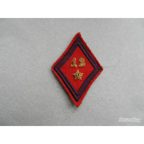 insigne tissus badge fran�ais losange de bras 12� d'artillerie