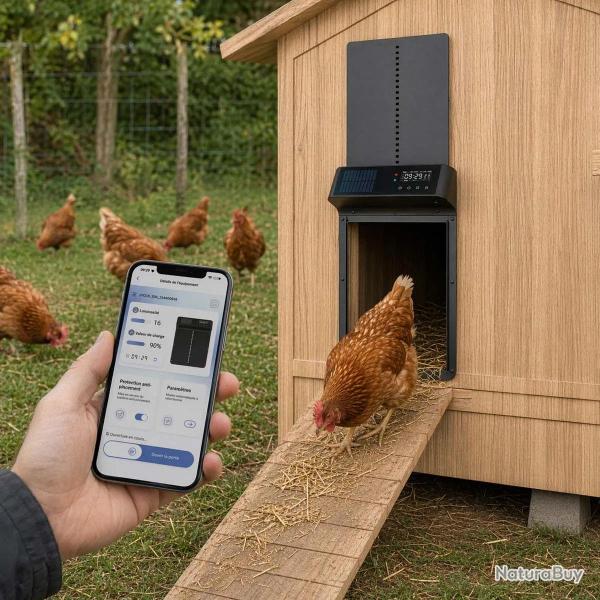 Portier automatique solaire t�l�commande et application Smartphone