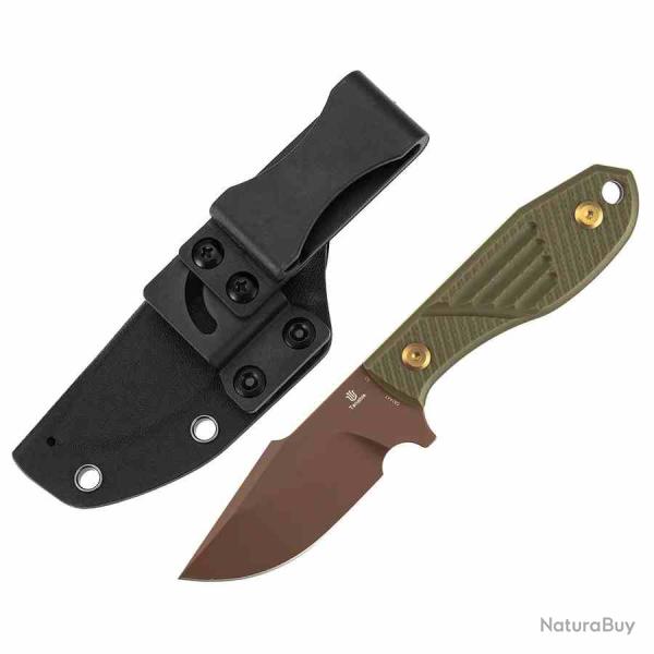 Couteau Tenable Tiny Dancer Lame Drop Point Acier D2 Rose Gold Manche G10 Olive Etui Kydex G014A7