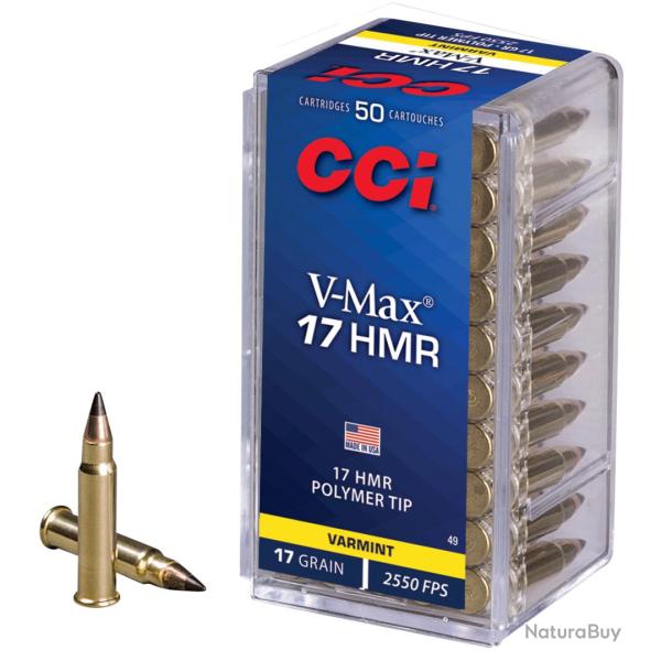 Cartouches CCI 17HMR V-Max 17 Grains - Boite de 50