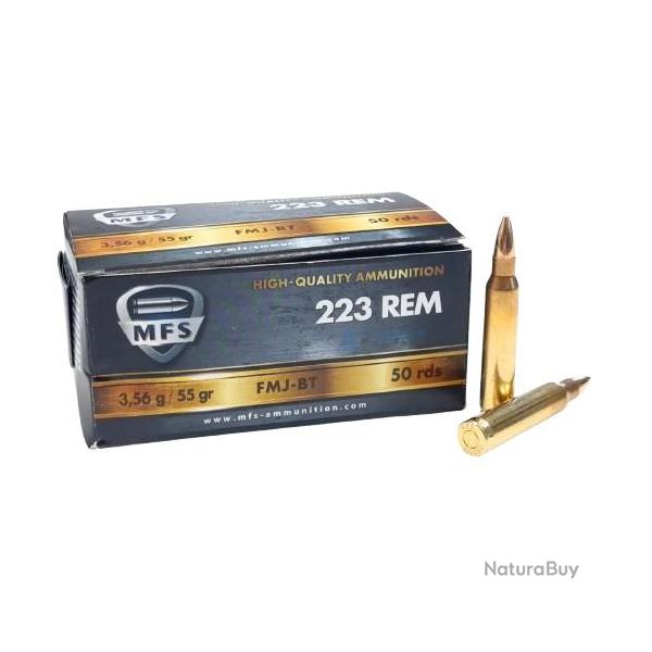 Cartouches MFS .223REM FMJ-BT 3.56G - Boite de 50