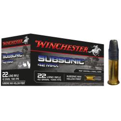 WINCHESTER Subsonic 42 MAX cal.22 Lr Pointe creuse (Sp&eacute;cial Silencieux)