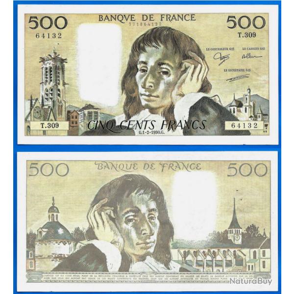 France 500 Francs 1990 Pascal Grand Billet Franc