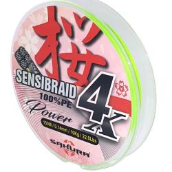Tresse Sakura Sensibraid 4X Chartreuse 150m Chartreuse 0,10mm 150m