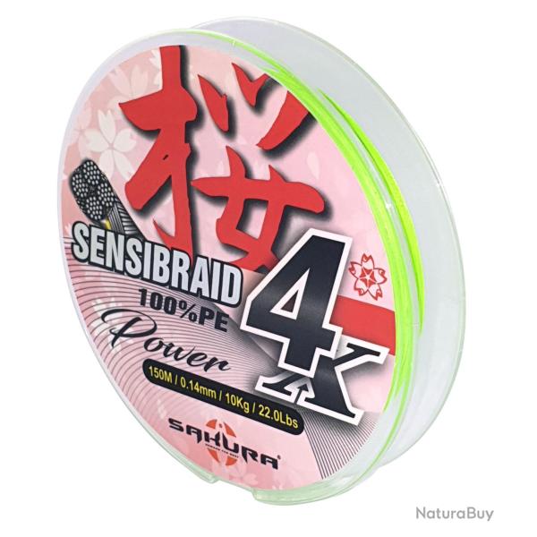 Tresse Sakura Sensibraid 4X Chartreuse 150m Chartreuse 0,10mm 150m
