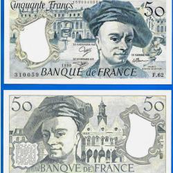 France 50 Francs 1990 Quentin De La Tour Billet Franc Frc Frcs Frs