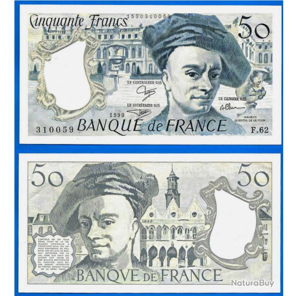 France 50 Francs 1990 Quentin De La Tour Billet Franc Frc Frcs Frs